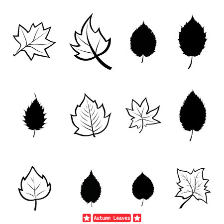 Season of Change Elegant Autumn Leaf Silhouette Designsのイラスト素材