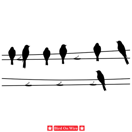 Flight Formation Striking Birds on Wire Vector Collectionのイラスト素材