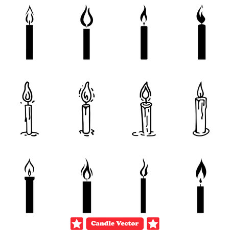 Warm Glow Creations Beautifully Crafted Candle Vector Silhouettes for Any Projectのイラスト素材