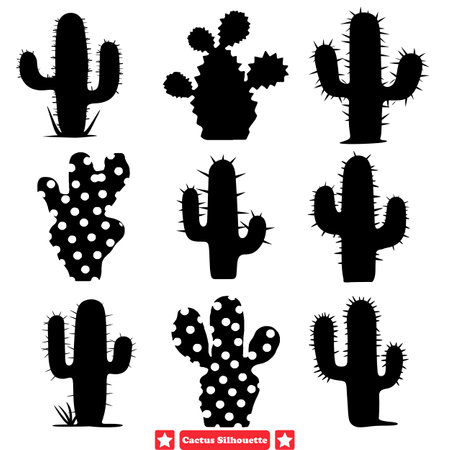 Prickly Paradise Mesmerizing Cactus Vector Silhouettes for Unique Artistryのイラスト素材