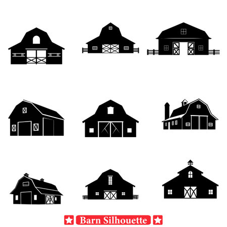 Rustic Realism Artistic Barn Vector Bundle for Authentic Farm Imageryのイラスト素材