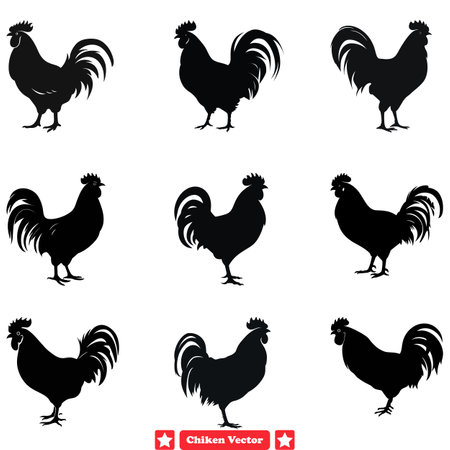 Wing It Playful Chicken Vector Silhouettes for Designersのイラスト素材