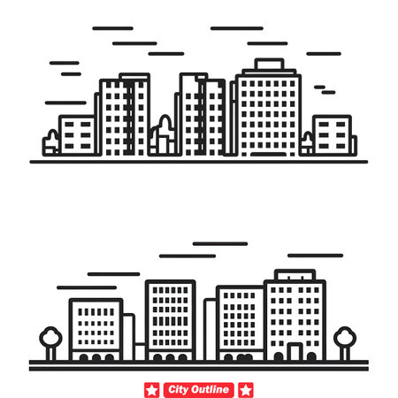 Urban Essence Capture the Spirit of Cities with Our Extensive Vector Silhouette Collectionのイラスト素材