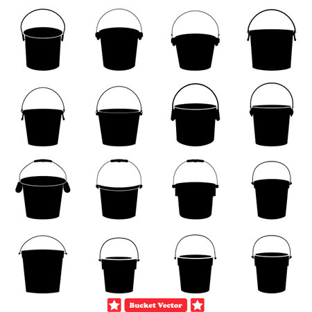 Bucket Silhouette Clipart Collection Perfect for Scrapbooking, Crafting, and Brandingのイラスト素材