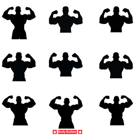 Sculpted Physiques Premium Bodybuilder Vector Set for Bodybuilding Events and Promotionsのイラスト素材