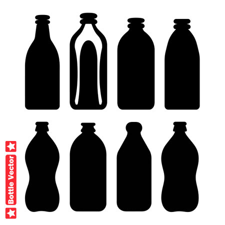 Sleek Bottle Vectors Enhance Your Designs with Stylish Silhouettesのイラスト素材
