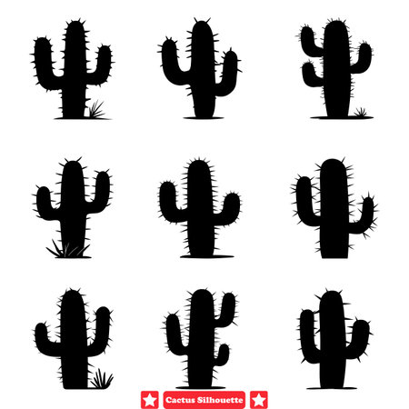 Desert Dazzle Dynamic Cactus Vector Set to Add Flair to Your Designsのイラスト素材