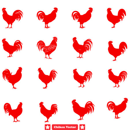 Chickens Galore Varied Silhouettes for Every Projectのイラスト素材