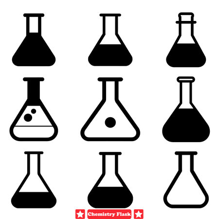 Chemistry Laboratory Equipment Silhouette Bundle Flask Designsのイラスト素材