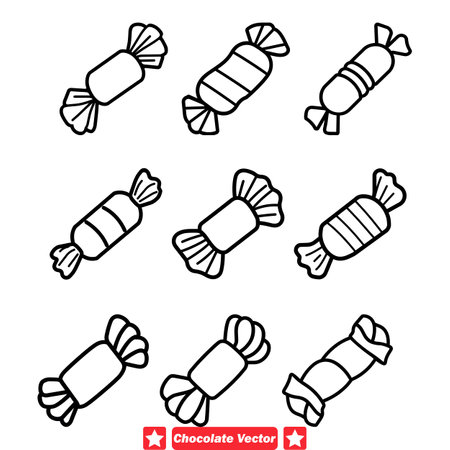 Indulge in Deliciousness Chocolate Vector Silhouettes Set for Irresistible Graphics Creations!のイラスト素材