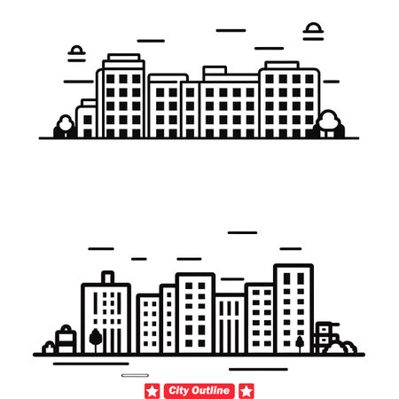 Cityscape Symphony Compose Dynamic Urban Scenes with Our Detailed Vector Setのイラスト素材