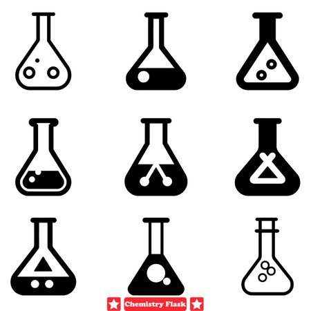 Chemical Reaction Flask Vector Bundle Laboratory Equipment Designsのイラスト素材