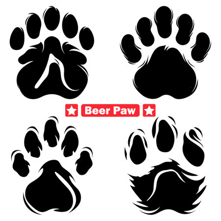 Cheers to Furry Friends Beer Paw Vector Silhouettes  A Quirky Twist on Canine Enjoymentのイラスト素材