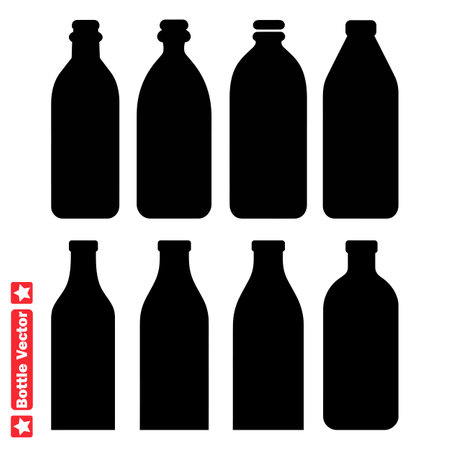 Versatile Bottle Silhouettes Ideal for Beverage Labels, Logos, and Moreのイラスト素材
