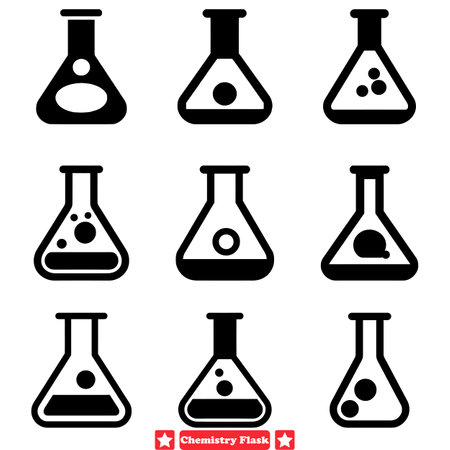 Chemistry Experiment Flask Vector Set Scientific Illustration Essentialsのイラスト素材