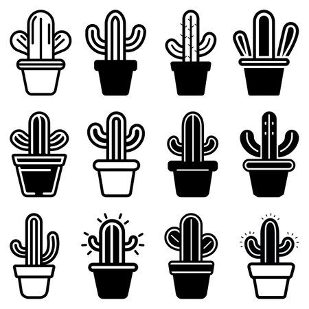 Desert Dazzle Whimsical Cactus Silhouette Bundle for Inspired Creationsのイラスト素材