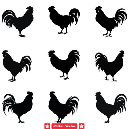 Country Comfort Quirky Chicken Silhouette Collectionのイラスト素材
