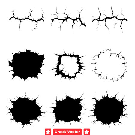 Crack Effect Silhouette Collection Captivating Visual Elements for Designersのイラスト素材