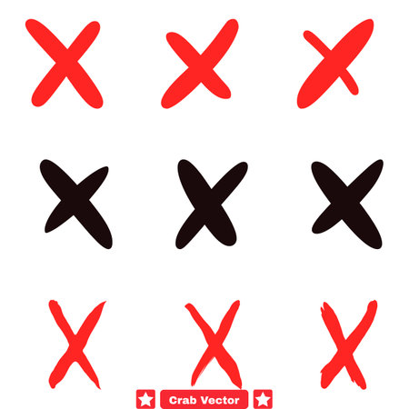 Failures and Errors Vector Collection Cross Symbols as Depictions of Inaccuracy and Wrongnessのイラスト素材