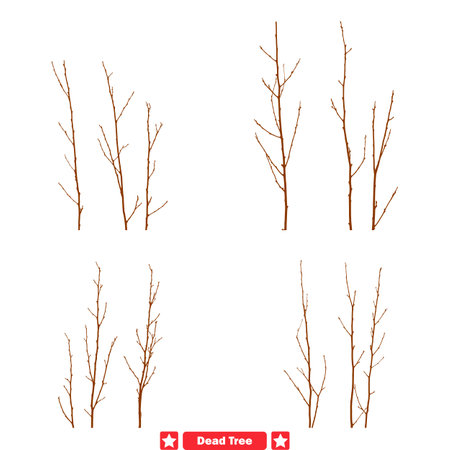 Silent Sentinels  Serene Dead Tree Vector Silhouette Set for Reflective Artworksのイラスト素材
