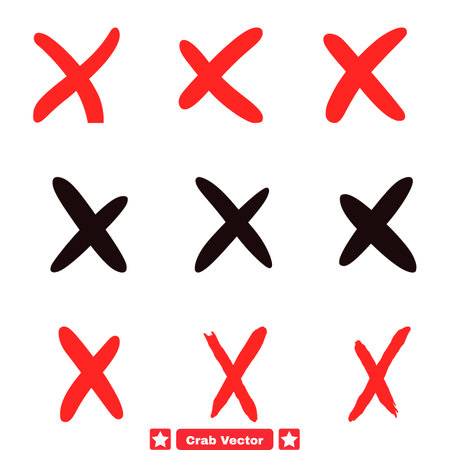 Negative Cross Symbol Bundle Silhouettes Representing Falsehood, Fails, and Misleading Conceptsのイラスト素材
