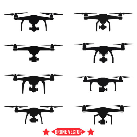 Winged Wonders  High Flying Drone Vector Collection for Creative Worksのイラスト素材