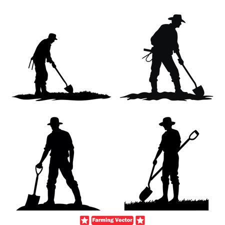 From Plow to Plate  Extensive Vector Collection Featuring Farming Silhouettes in All Stages of Agricultural Productionのイラスト素材