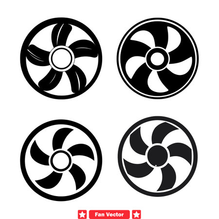Breezy Whirl  Fan Vector Silhouette Collection for Cool Design Projectsのイラスト素材