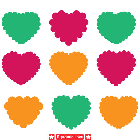 Heartstrings Alive  Dynamic Love Shape Vector Set for Art Enthusiastsのイラスト素材