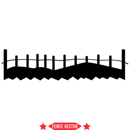 Nature inspired Fence Silhouette Set  Organic Boundary Designsのイラスト素材