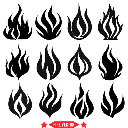 Inferno Elegance  A Collection of Fiery Vector Silhouettes for Dynamic Designsのイラスト素材