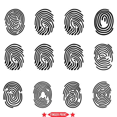 Biometric Identity  Diverse Fingerprint Silhouettes in Vector Formatのイラスト素材