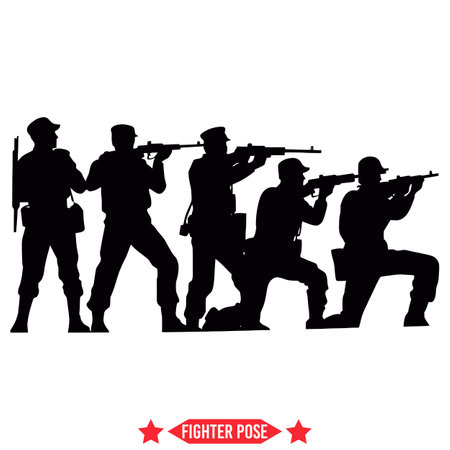 Strike a Pose  Versatile Fighter Silhouette Set   Ideal for Fitness Apparel, Combat Sports Infographics, and Gym Wall Decorationsのイラスト素材