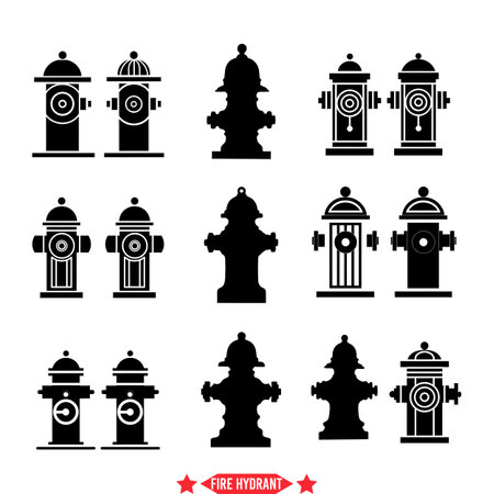 City Infrastructure  Diverse Fire Hydrant Vector Set for Municipal Illustrations and Urban Planning Projectsのイラスト素材