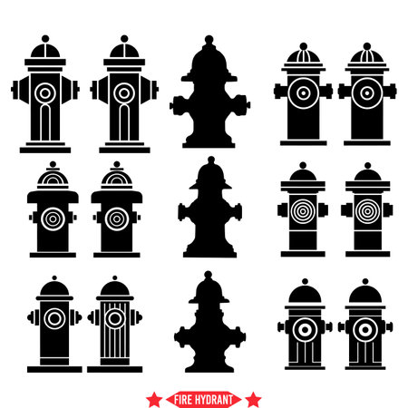 Essential Elements  Variety of Fire Hydrant Vector Designs Perfect for Street Signage and Safety Campaignsのイラスト素材