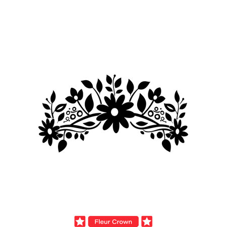 Majestic Fleur Crown Silhouette Set  Ornamental Patterns for Lavish Art Projects and Royal Decorのイラスト素材