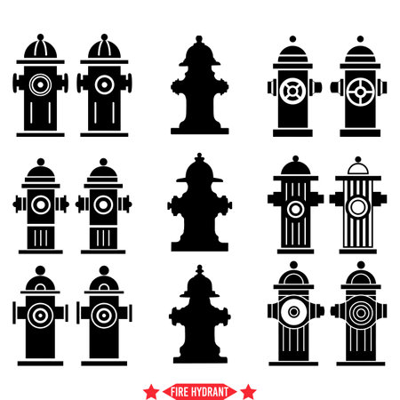 Vintage Charm  Retro Fire Hydrant Vector Collection for Classic Cityscape Illustrations and Graphic Projectsのイラスト素材
