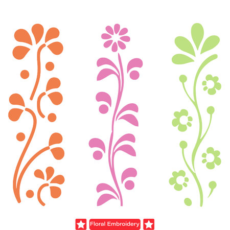 Floral Elegance Unveiled  Intricate Embroidery Vector Silhouette Collectionのイラスト素材