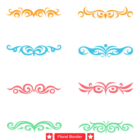 Timeless Elegance  Classic Floral Border Shape Vector Silhouettes for Artful Creationsのイラスト素材