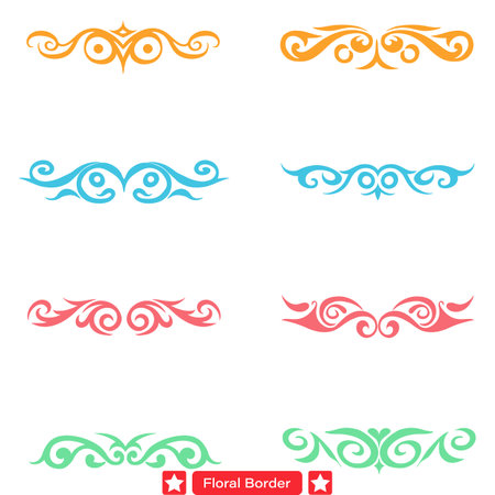 Nature s Embrace  Captivating Floral Border Shape Silhouette Designs for Artistryのイラスト素材