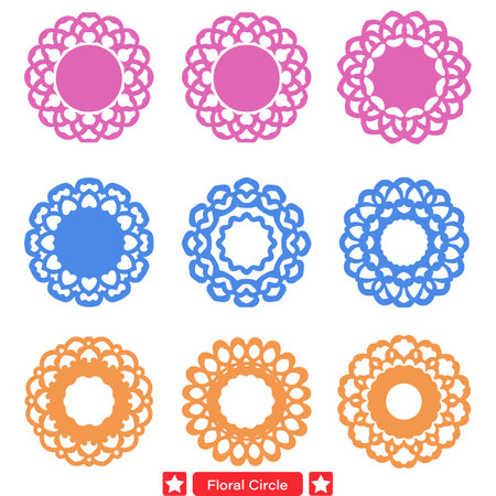 Nature s Embrace  Stunning Floral Circle Silhouettes for Adding Elegance to Your Design Projectsのイラスト素材