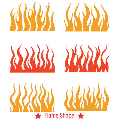 Blaze of Creativity  Vibrant Flame Silhouettes Set for Bold Artworkのイラスト素材