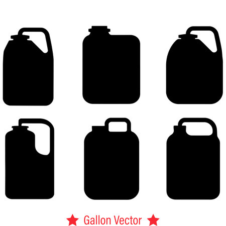 Discover Endless Possibilities with Gallon Vector Silhouette Set  Fueling Your Design Imaginationのイラスト素材