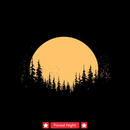 Enchanted Moonlit Woods  Exquisite Vector Silhouettes for Designのイラスト素材