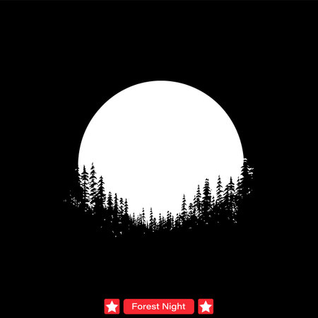 Ethereal Forest Nightfall  Captivating Silhouette Artwork Collectionのイラスト素材