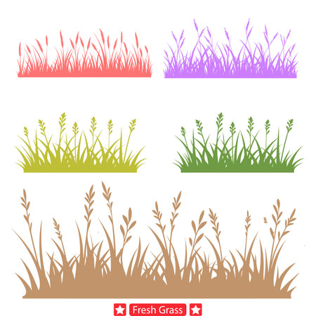 Green Oasis  Serene Fresh Grass Silhouette Bundle for Tranquil Nature inspired Creationsのイラスト素材