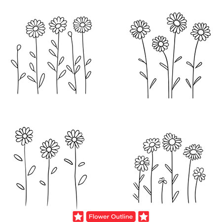 Nature s Grace in Shadows  Captivating Flower Silhouettes Bundle for Crafting, Wall Art, and Decorative Accentsのイラスト素材