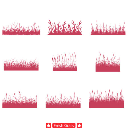 Organic Flourish  Captivating Fresh Grass Silhouette Set for Eco friendly Artworks &amp; Projectsのイラスト素材