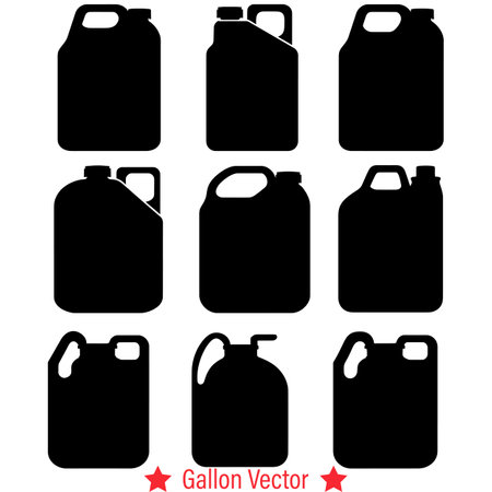 Gallon Vector Silhouette Set  Essential Elements for Visualizing Liquid Storage Concepts with Precisionのイラスト素材