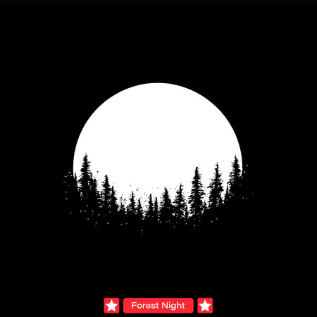 Shadowy Night Forest  Detailed Vector Silhouette Designsのイラスト素材
